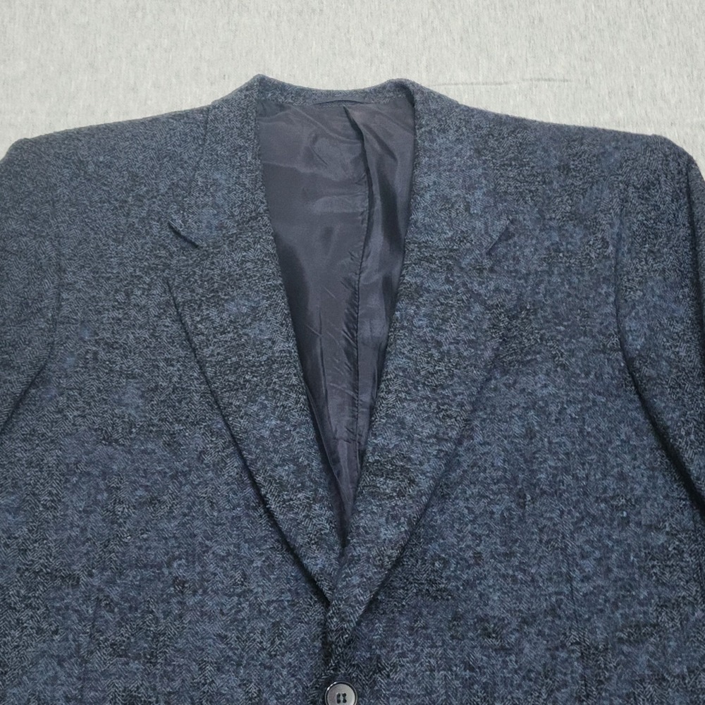 Vintage Field Brothers Marzotto Italy Wool Blazer Jacket Blue Herringbone 40R